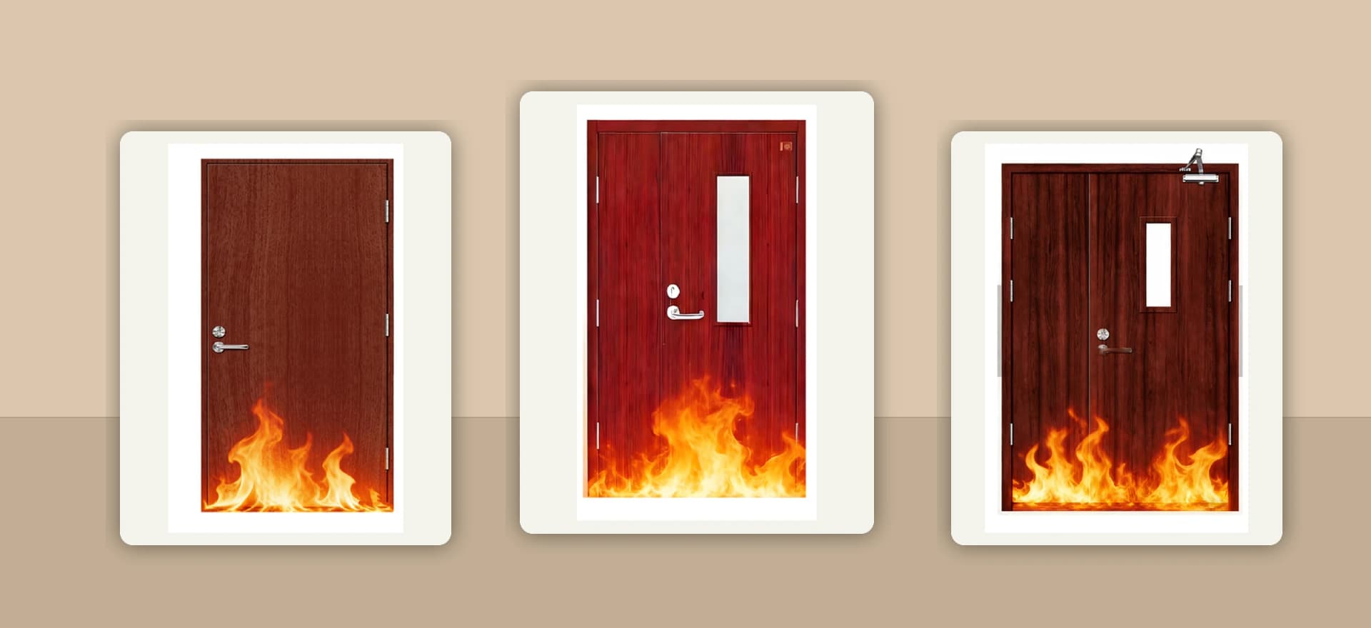 Three representative wood fire door configurations from the Haotian catalog